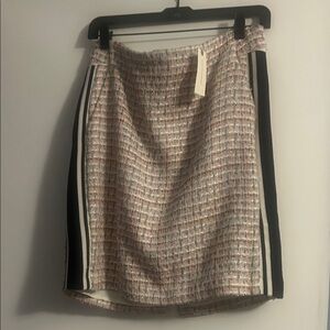 Anthropologie Pink metalic Tweed Skirt with Black Accents